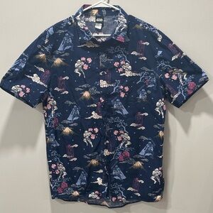 Star Wars Samurai Storm Trooper Woven Button-Up Size Large